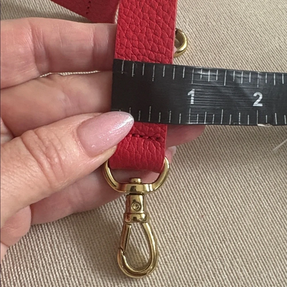 Bandolier Red Leather Strap with Gold Hardware - Picture 2 of 4